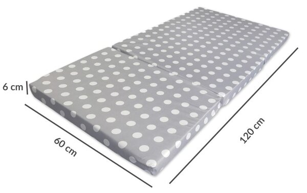 Saltea patut pliabila cu husa detasabila 120x60x6 cm Kidizi Polka Dots, include geanta transport