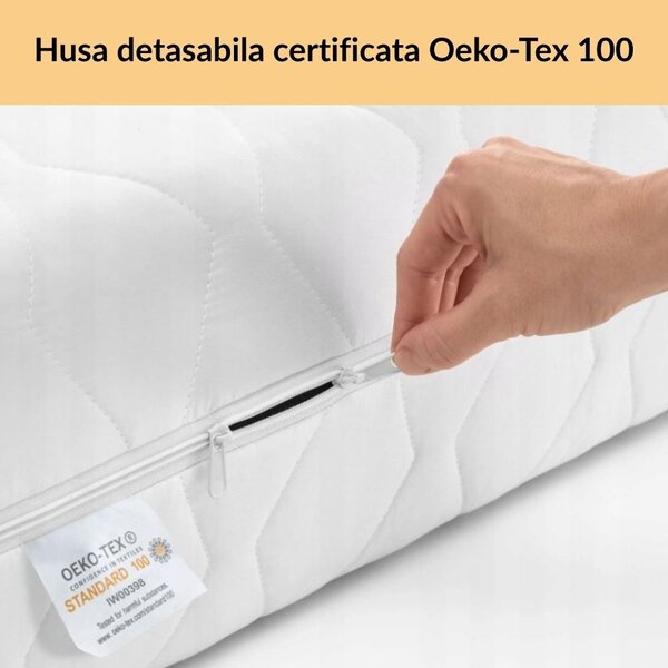Saltea patut bebe antialergica cu ventilatie Kidizi Air 120x60x10 cm, husa detasabila si lavabila, 0-3 ani