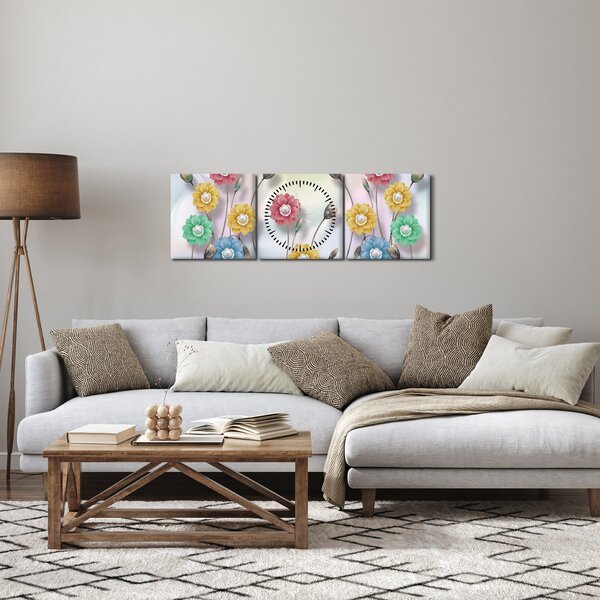 Tablou - Lunca colorată (cu ceas) (90x30 cm)