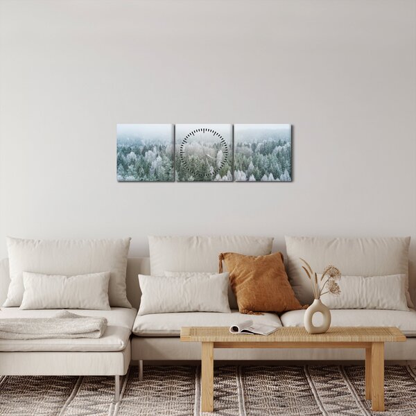 Tablou - Crestele munțillor înzăpezite (cu ceas) (90x30 cm)