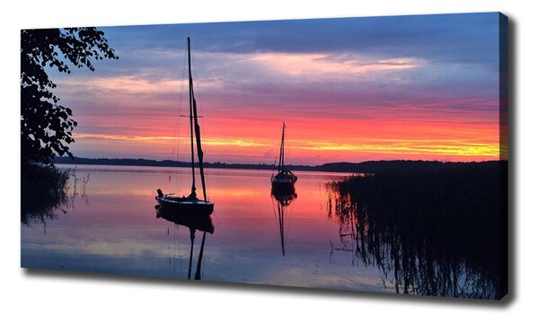 Tablou pe pânză Sailboats la Sunset