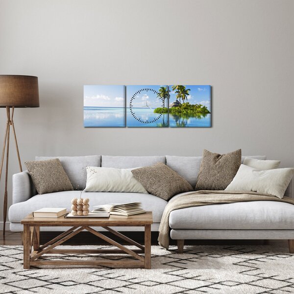 Tablou - Insula tropicală (cu ceas) (90x30 cm)