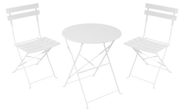 Set de gradina pliabil 3 buc. Bistro, Alb, 60x60x82 cm