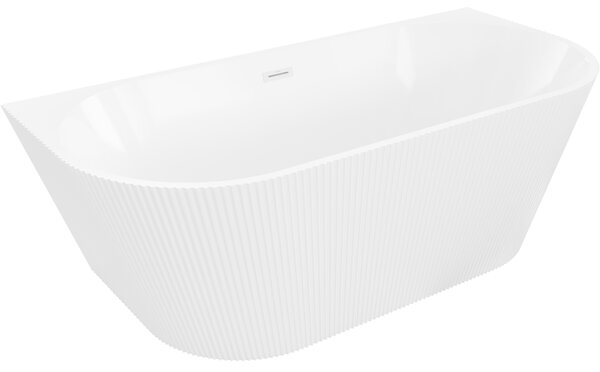 Cadă de baie independentă Mexen Oris cu caneluri 150 x 75 cm, alb lucios, preaplin alb, 52871507500-20
