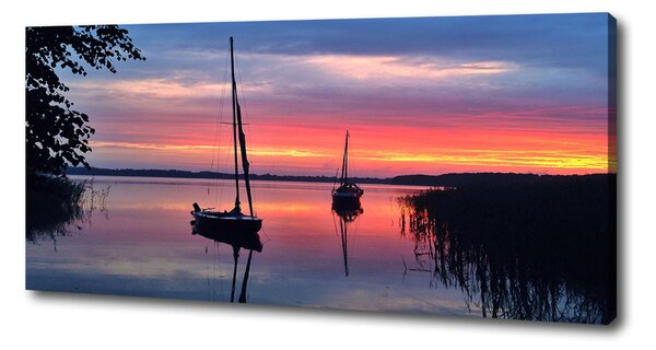 Tablou pe pânză Sailboats la Sunset