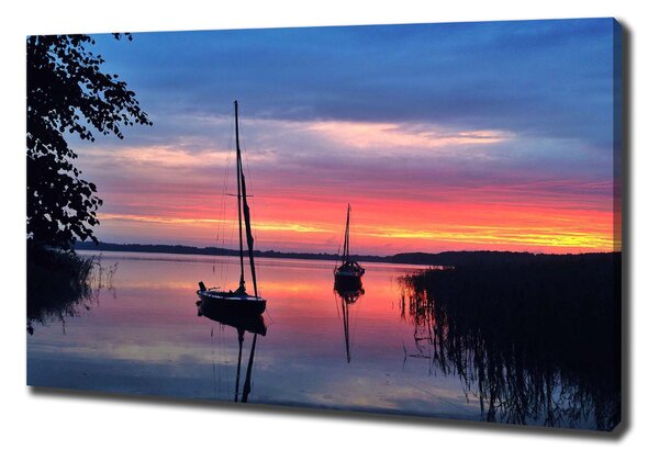 Tablou pe pânză Sailboats la Sunset