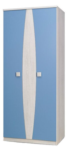 Dulap TENUS 2D, 193x80x50, Stejar santana/albastru