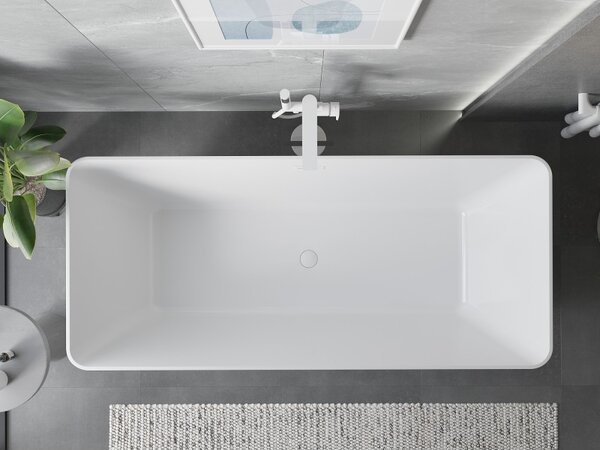 Mexen Velo Slim, cadă de baie independentă 170 × 75 cm, alb lucios, preaplin alb, 52811707500-20