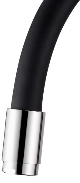 Invena Ligaria, baterie chiuvetă înaltă cu braț elastic, sistem Eco Start, crom-negru mat, INV-BZ-39-008-L