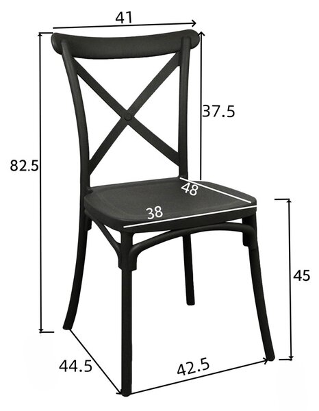 Set 3 piese Masa dining si Scaune Crossie Groovy, Gri inchis, 80x80x74 cm