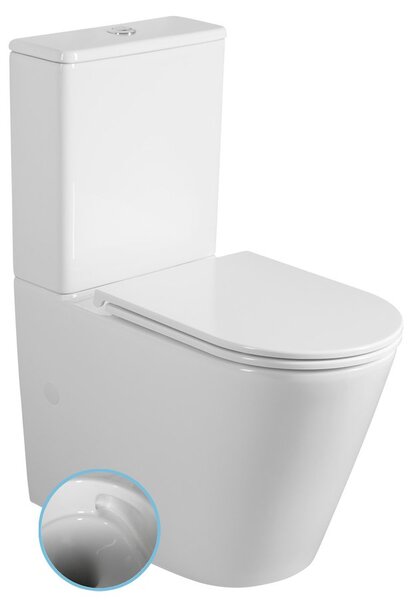 Sapho Sapho, vas combinat WC DARIO RIMLESS cu rezervor, deșeuri inferioară/spate, alb, PC106V