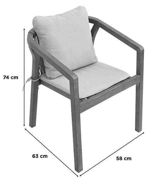 Set 7 masa si scaune gradina, Malibu, Bej, 90x180x75 cm