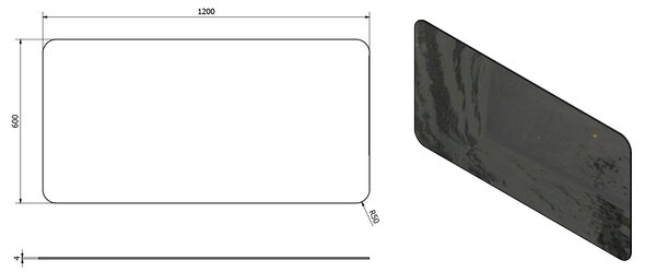 Sapho Sapho, ISHAPE Oglinda 1200x600mm, colturi rotunjite, fara montaj, AG612