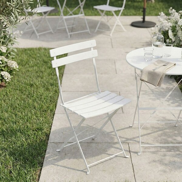 Set de 2 Scaun de Exterior/Bistro, alb, 42x46x82 cm