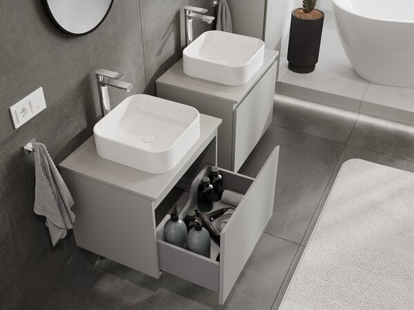 Mexen Orio, mobilier de baie 60 cm cu blat, 1 sertar, gri mat, 91A10-06047-1-BFC62