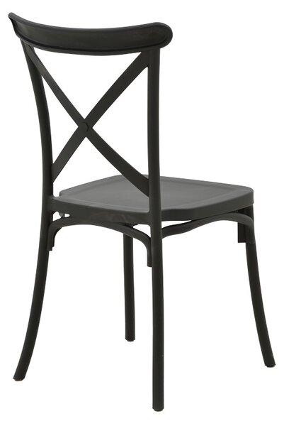 Set 3 piese Masa dining si Scaune Crossie Groovy, Gri inchis, 80x80x74 cm