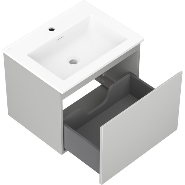 Mexen Orio, mobilier baie 60 cm cu lavoar Otis, 1 sertar, gri mat/alb mat, 91A10-06047-1-BF62-W18M01