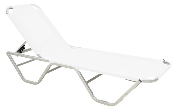 Șezlong Dessie, alb, 59.5x193x29.5 cm