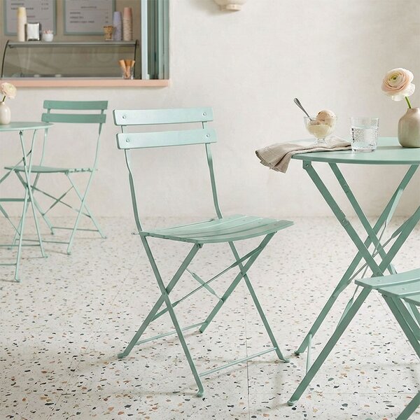 Set de 2 Scaun de Exterior/Bistro, verde deschis, 42x46x82 cm
