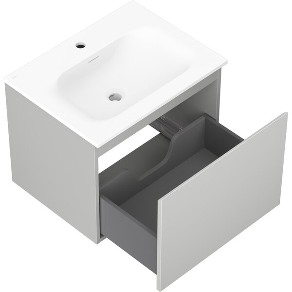 Mexen Orio, mobilier baie 60 cm cu lavoar Vela, 1 sertar, gri mat/alb mat, 91A10-06047-1-BF62-W23M01
