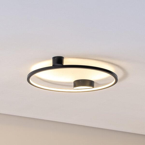 Milagro Lighting Plafonieră LED Saturno, negru, Ø 50 cm, metal, 4.000 K, Negru, Camera de zi / sufragerie, Aluminiu, Modern
