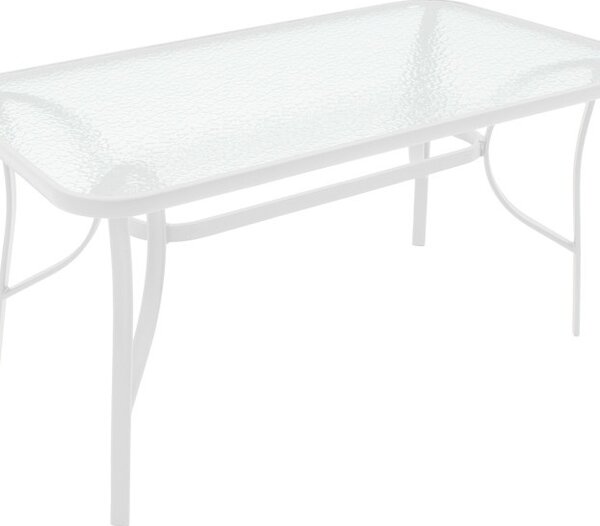 Masă grădină, Pako World, model Ensure, Metal si Sticla Securizata, Alb, 120 x 70 x 70 cm