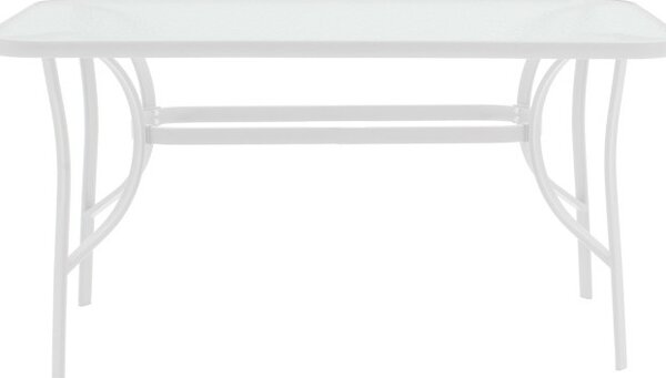 Masă grădină, Pako World, model Ensure, Metal si Sticla Securizata, Alb, 120 x 70 x 70 cm
