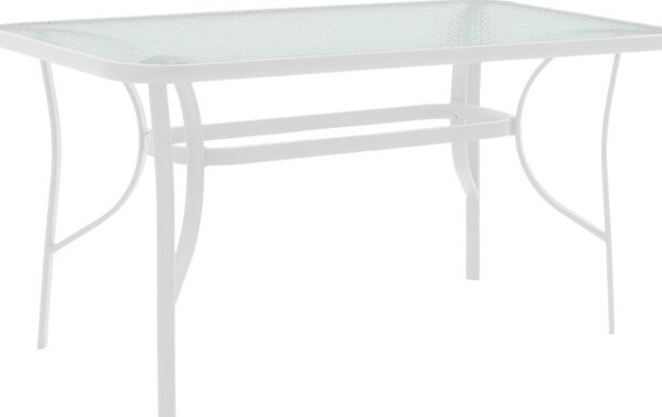 Masă grădină, Pako World, model Ensure, Metal si Sticla Securizata, Alb, 120 x 70 x 70 cm