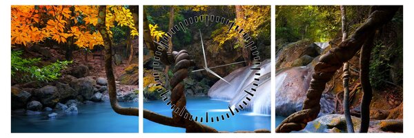 Tablou - Cascade din Asia (cu ceas) (90x30 cm)