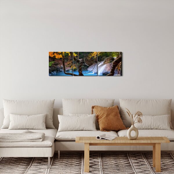 Tablou - Cascade din Asia (cu ceas) (90x30 cm)