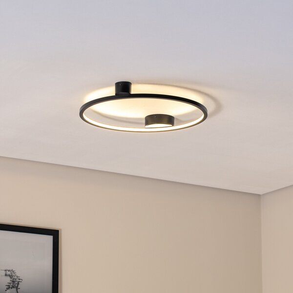 Milagro Lighting Plafonieră LED Saturno, negru, Ø 50 cm, metal, 4.000 K, Negru, Camera de zi / sufragerie, Aluminiu, Modern