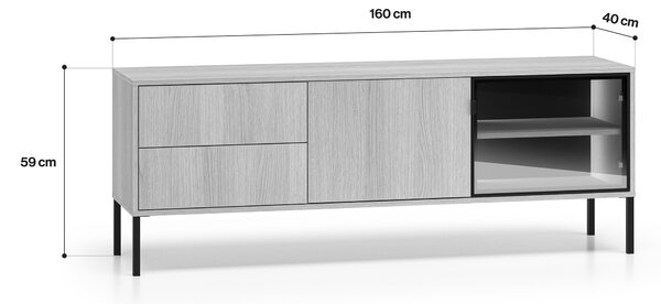 Comodă TV cu sertare și iluminare Harmona 160 cm - stejar lindberg