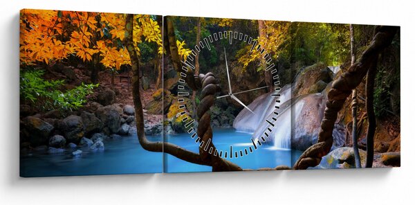 Tablou - Cascade din Asia (cu ceas) (90x30 cm)