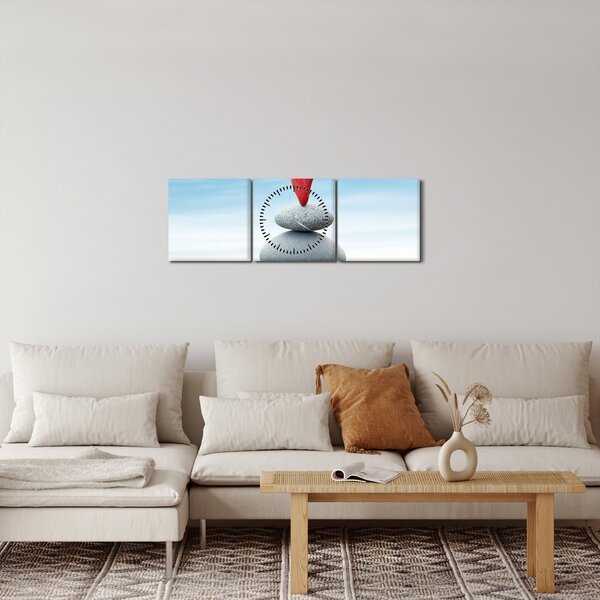 Tablou -Echilibru cu pietre (cu ceas) (90x30 cm)