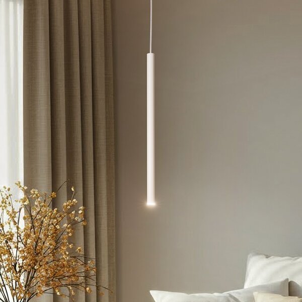 SIGMA Lampă suspendată Sopel 1, gri, 1 bec, oțel, G9, Ø 5 cm, reglabil, Bej, Camera de zi / sufragerie, Metal, Modern