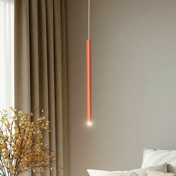 SIGMA Lampă suspendată Sopel 1, roșu cărămiziu, 1 bec, oțel, Ø 5 cm, reglabil, Roșu, Camera de zi / sufragerie, Metal, Modern