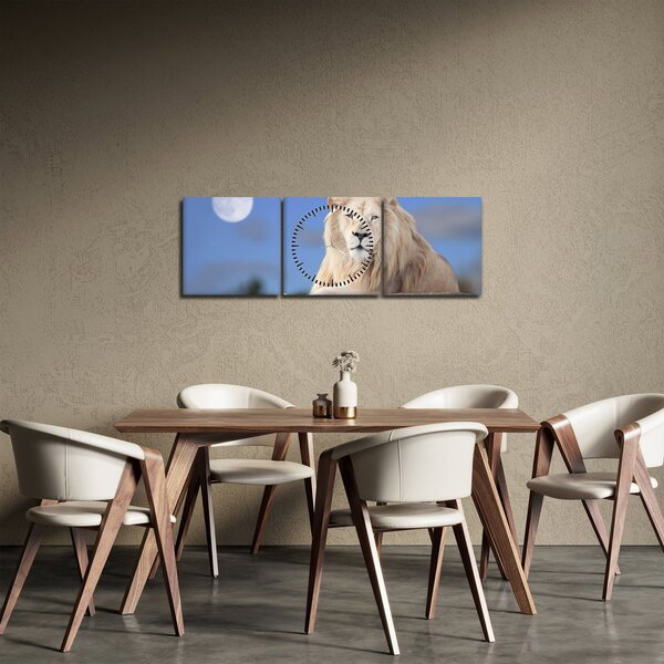 Tablou - Leu alb (cu ceas) (90x30 cm)