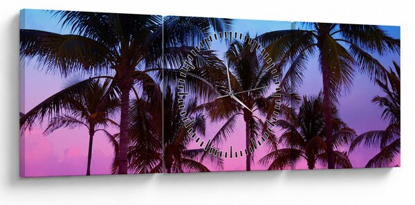 Tablou - Palmieri din Miami (cu ceas) (90x30 cm)