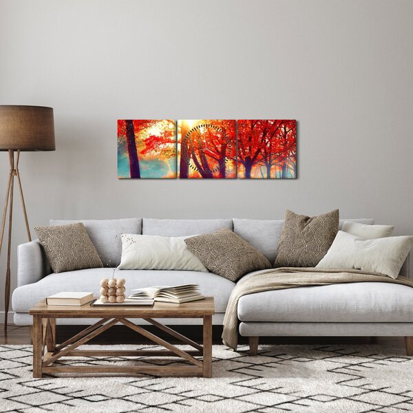 Tablou - Peisaj de toamnă (cu ceas) (90x30 cm)
