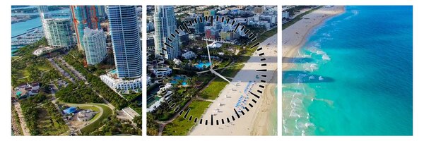 Tablou - Miami, Florida (cu ceas) (90x30 cm)
