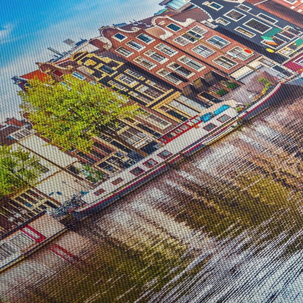 Tablou - Case dansatoare, Amsterdam (cu ceas) (90x30 cm)