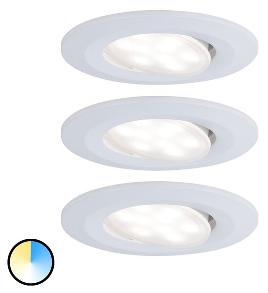 Paulmann Calla alb, cu comutator on/off și braț orientabil, CCT, Ø 9 cm, set de, Alb, Baie, Plastic, Modern, Plafon încastrat