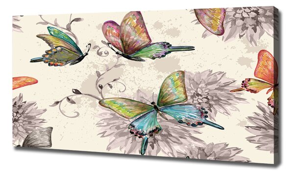 Tablou pe pânză canvas Fluturi și flori