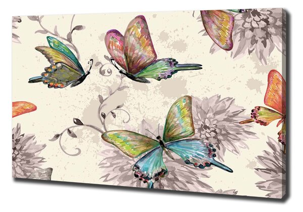 Tablou pe pânză canvas Fluturi și flori