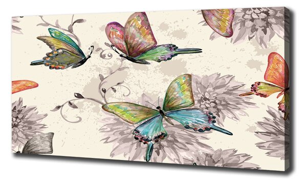 Tablou pe pânză canvas Fluturi și flori