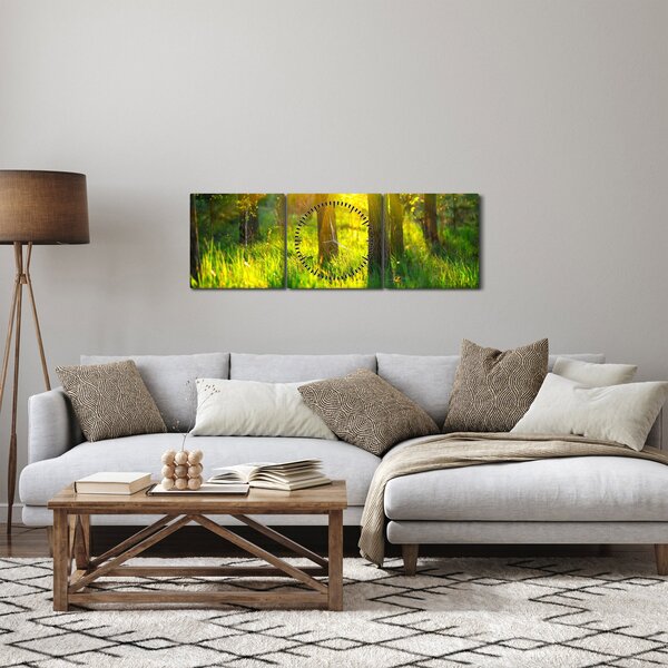 Tablou - Trezirea de primăvară a pădurii (cu ceas) (90x30 cm)