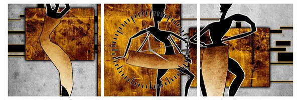 Tablou - Motiv cultura africană (cu ceas) (90x30 cm)