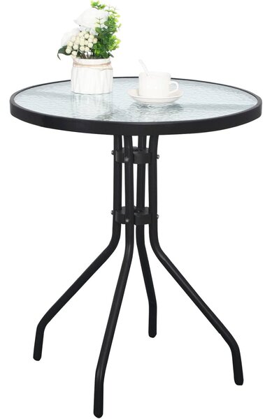 Masa de gradina rotunda cu blat din sticla ISLAND 60 cm, negru