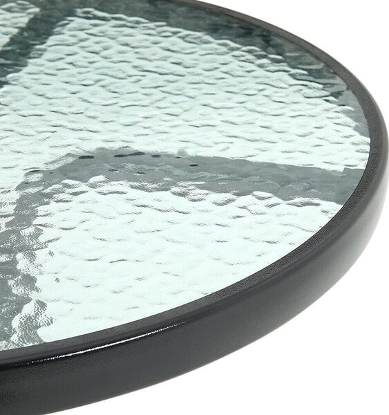 Masa de gradina rotunda cu blat din sticla ISLAND 60 cm, negru