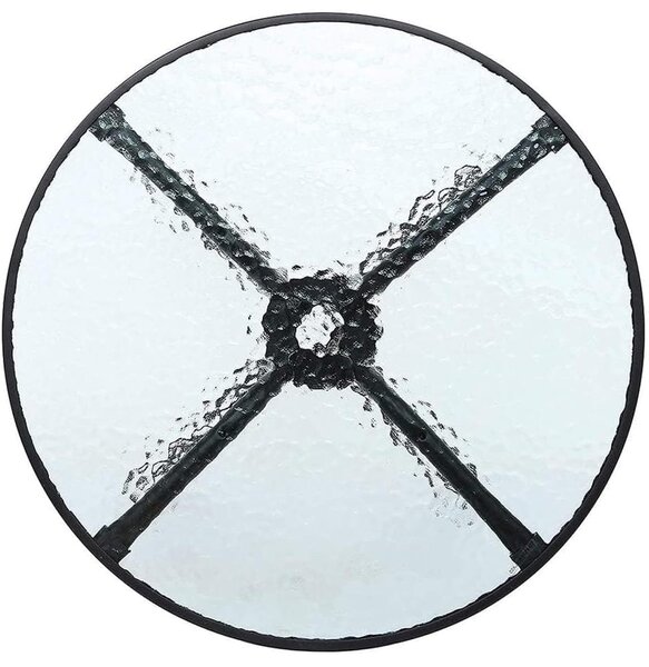 Masa de gradina rotunda cu blat din sticla ISLAND 60 cm, negru